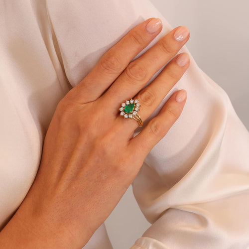 Emerald and Diamond Cocktail Ring Image 2