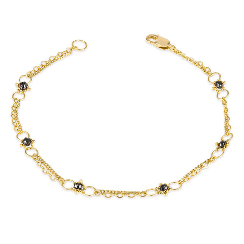 Black Diamond Whisper Chain Bracelet In 18K Gold