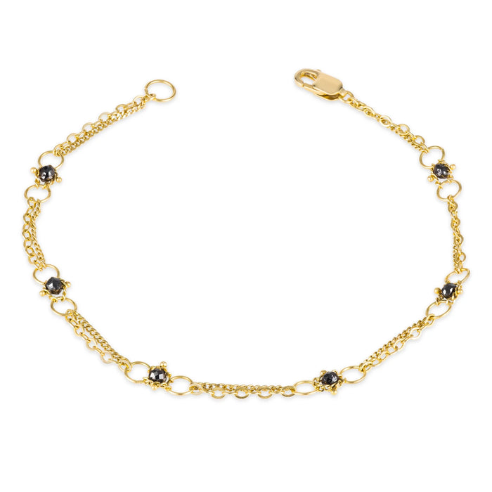Black Diamond Whisper Chain Bracelet In 18K Gold