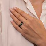 Petite ZAHA Hand Engraved Black Rhodium Ring