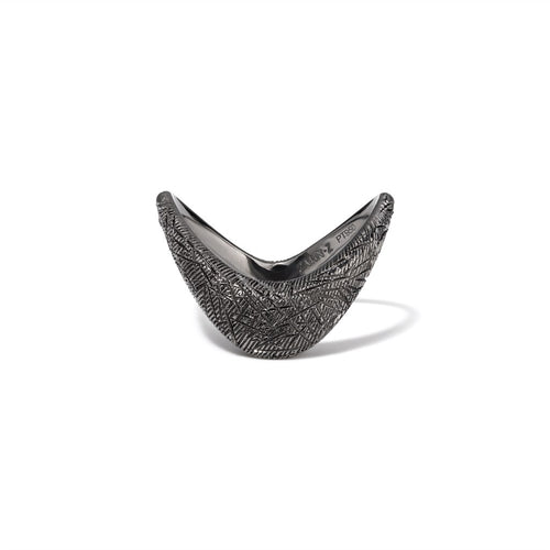 Petite ZAHA Hand Engraved Black Rhodium Ring