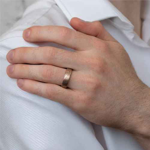 6mm Mokume Gane & Meteorite Maple Wedding Band Image 2