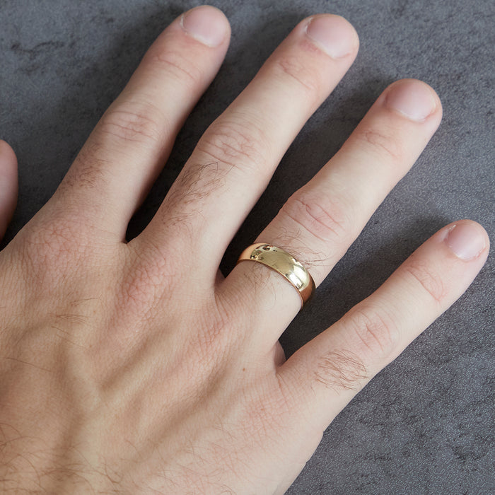 18K YELLOW GOLD "WALKER" 6MM LIGHT COMFORT FIT WEDDING BAND WITH MATTE FINISH BY GREENWICH ST. CEREMONY