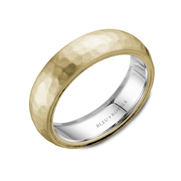 6.5mm Frosted Hammered Wedding Band