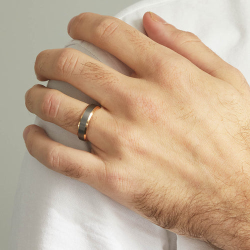 6mm Rose Gold & Tantalum Satin Wedding Band Image 2