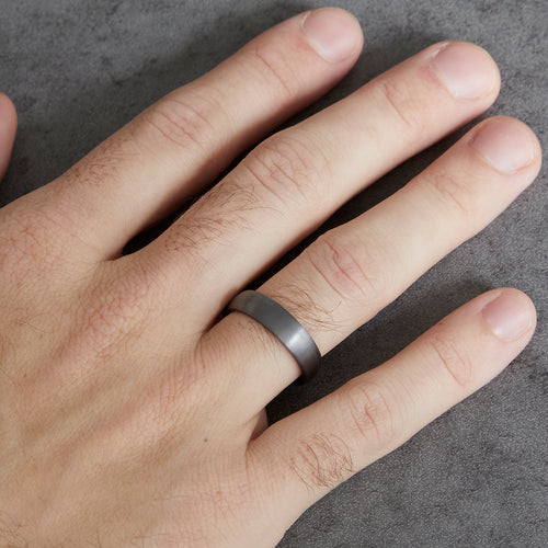 6mm Frosted Rose Gold & Tantalum Wedding Band Image 2