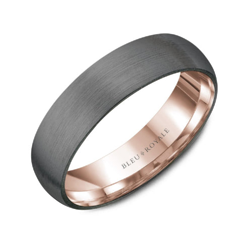 6mm Frosted Rose Gold & Tantalum Wedding Band
