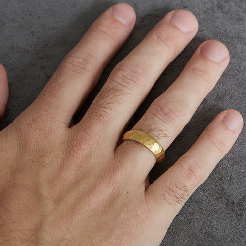 6.5mm Frosted Hammered Wedding Band Image 2