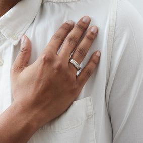 6.5mm Two-Tone Gold & Diamond Wedding Band Image 2