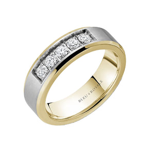 6.5mm Two-Tone Gold & Diamond Wedding Band