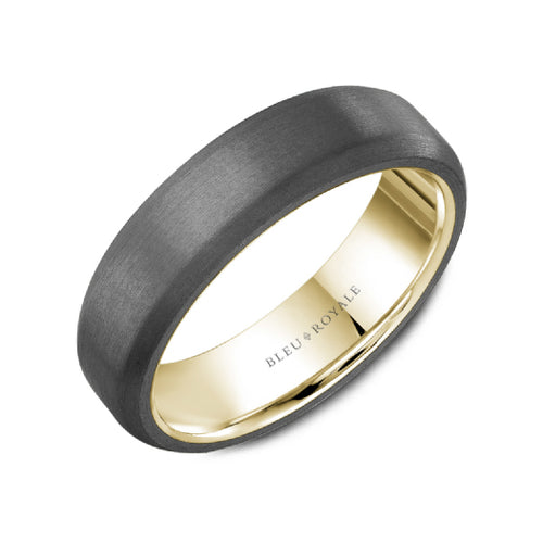6mm Satin Tantalum Beveled Edge Wedding Band