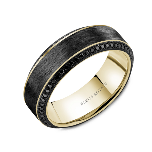 7.5mm Forged Carbon Fiber & Diamond Wedding Band