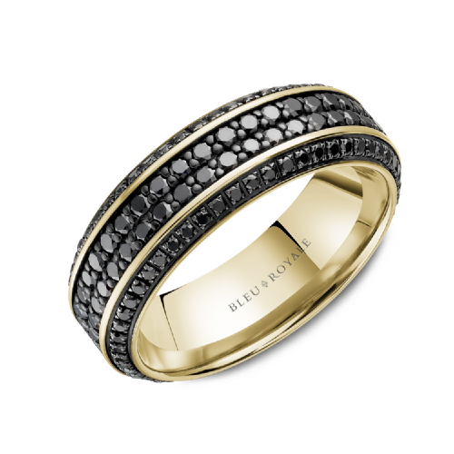 7.5mm Black Diamond Full Eternity Wedding Band