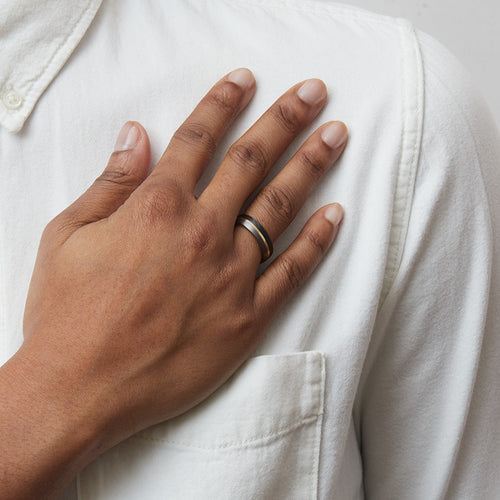 6mm Tantalum & Forged Carbon Fiber Wedding Band Image 2