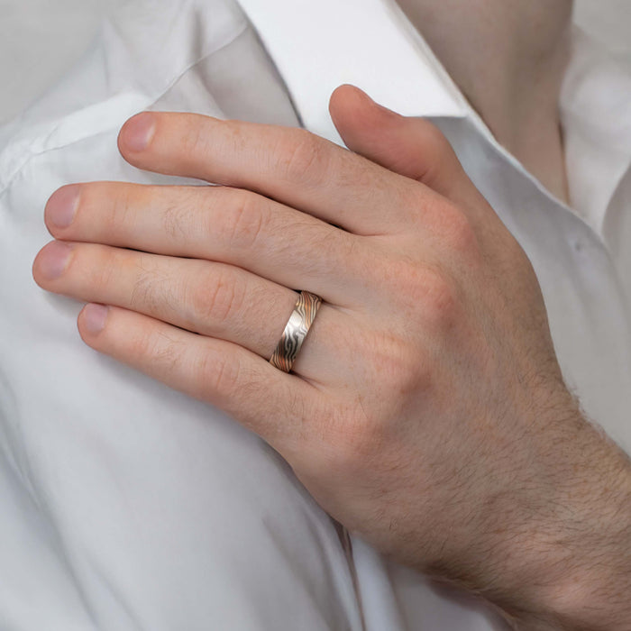 6mm Mokume Gane Wedding Band