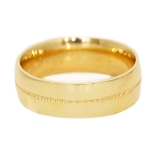 7mm Center Milgrain Wedding Band
