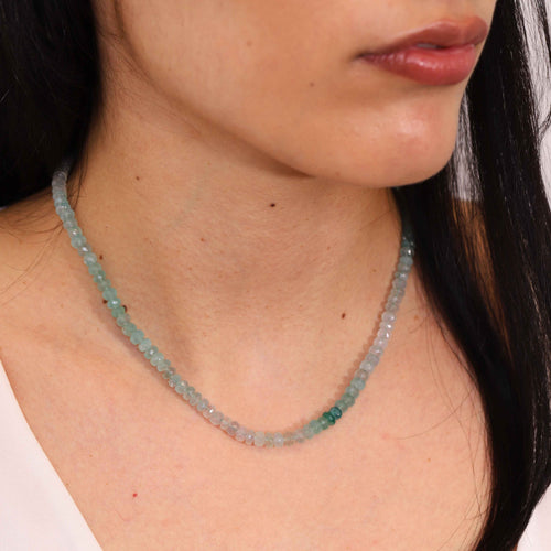 Aquamarine and Chalcedony Bead Strand Necklace Image 2