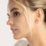 Lilac Enamel Petite Hoop Earrings