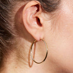 Large 2mm Round Tube Hoop Earrings