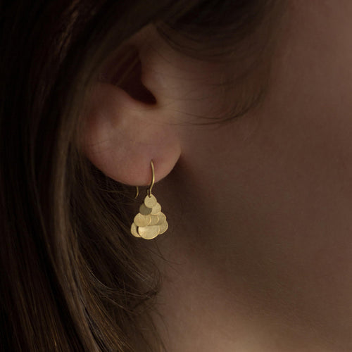 Tiny Golden Hummingbird Cluster Drop Earrings Image 2