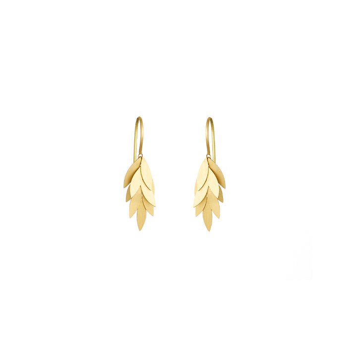 Small Golden Leaf Drop Earrings