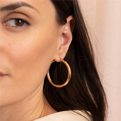 Large 4mm Hoop Earrings Image 2