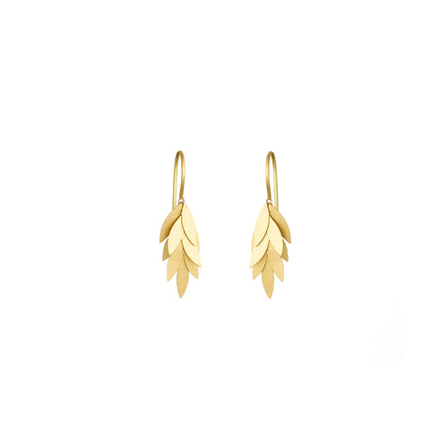 Small Golden Leaf Drop Earrings