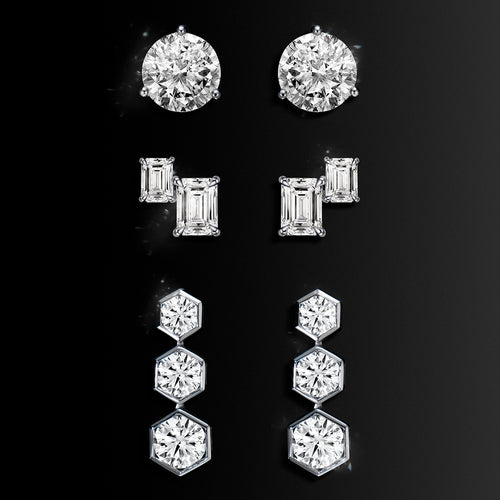 Diamond Stud Trinity Earrings Image 2