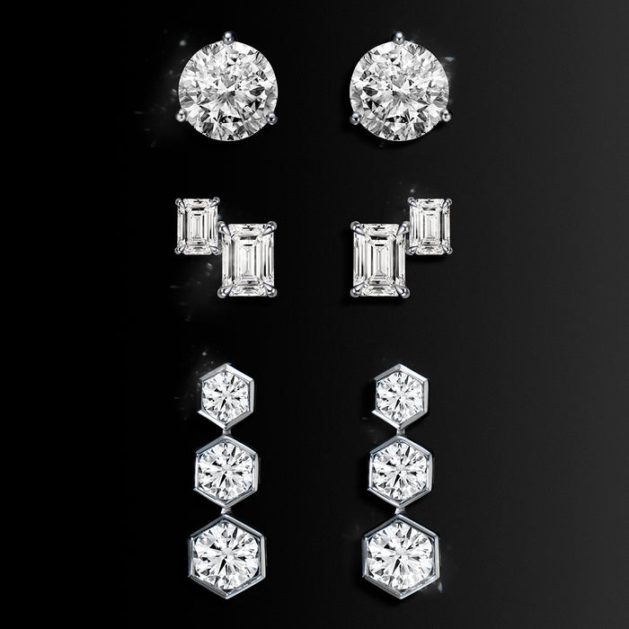 Diamond Stud Trinity Earrings