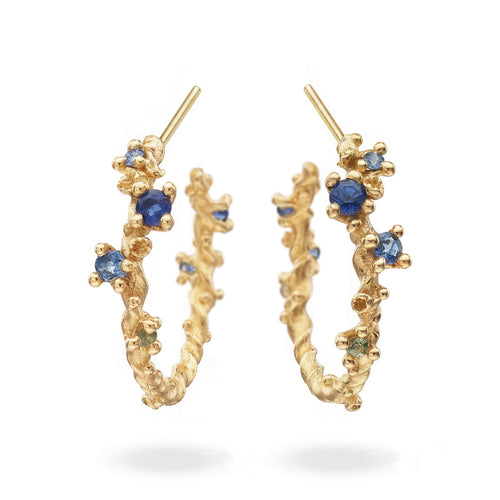 Sapphire Twist Hoop Earrings with Barnacles