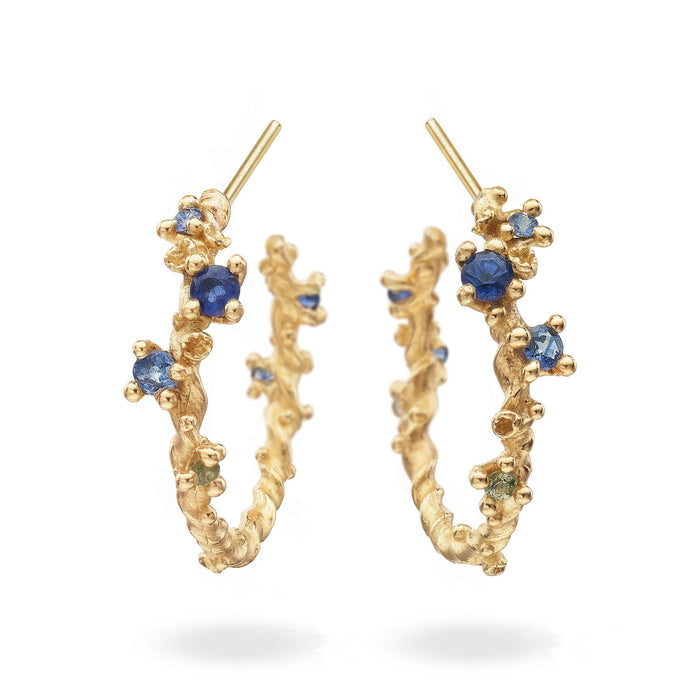Sapphire Twist Hoop Earrings with Barnacles