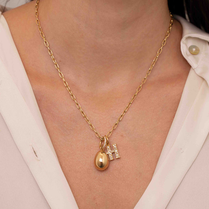 Diamond Cobblestone Small Letter 'H' Charm