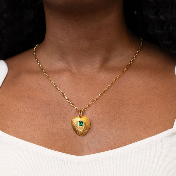 Small Valentina Emerald Heart Charm