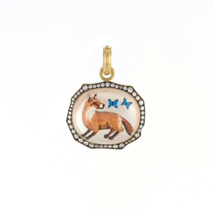 Animal Motif Rock Crystal & Diamond Pendant