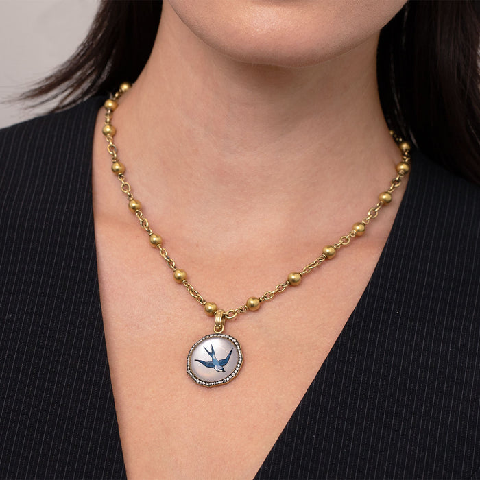 Rock Crystal & Diamond Swallow Pendant