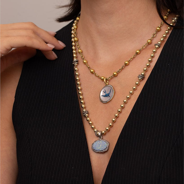 Rock Crystal & Diamond Swallow Pendant