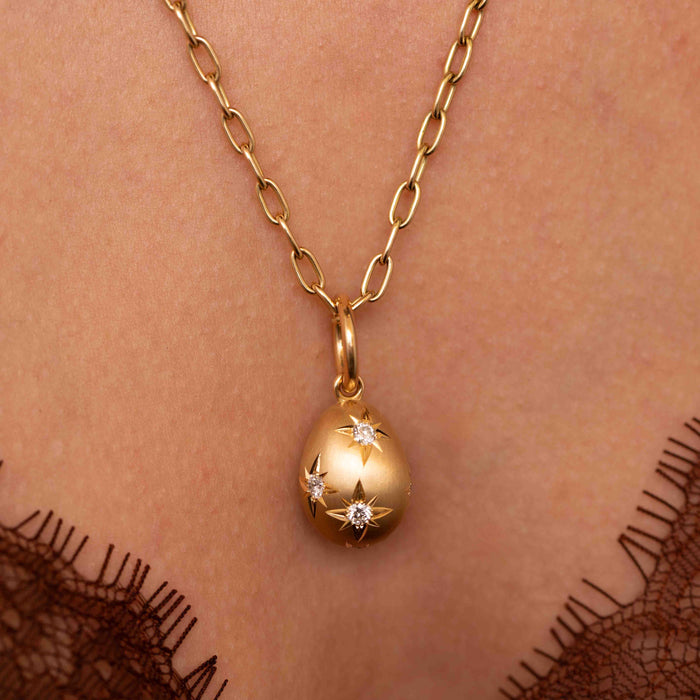 Petra Scattered Diamond Egg Charm Pendant