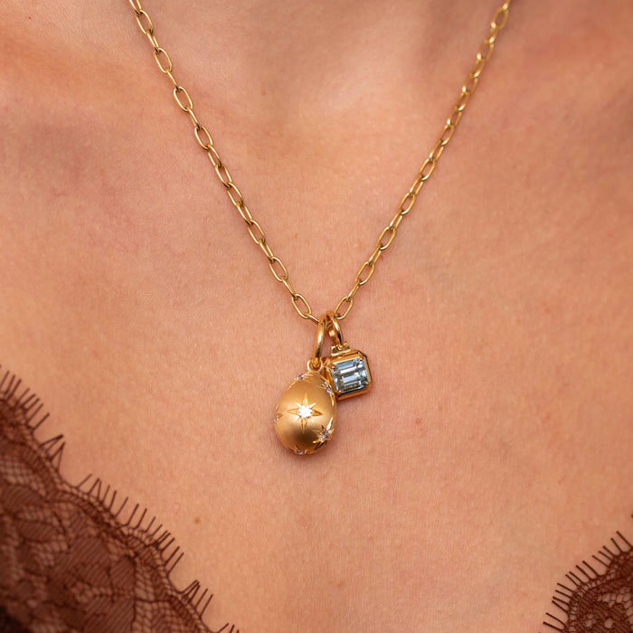 Petra Scattered Diamond Egg Charm Pendant