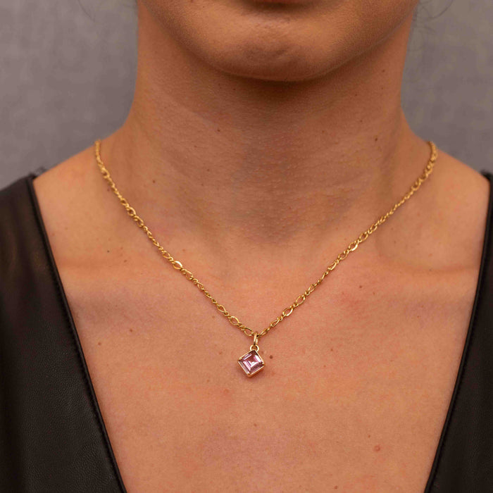 Square Pink Tourmaline Polaris Charm