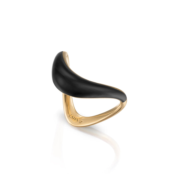"Petite Zaha" Onyx & Gold Ring