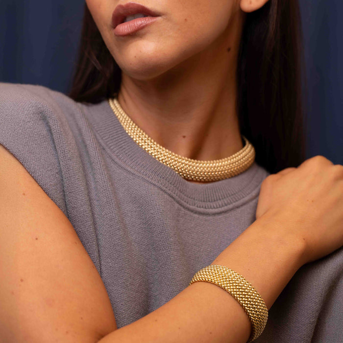 Wide Woven Collar Necklace