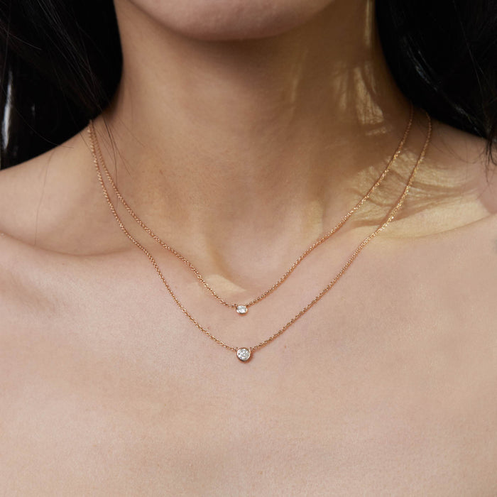 Petite Diamond Bezel Pendant Necklace