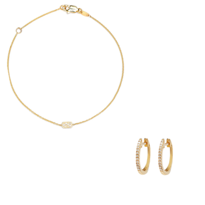 Diamond Station Bracelet & Pave Earrings Gift Set