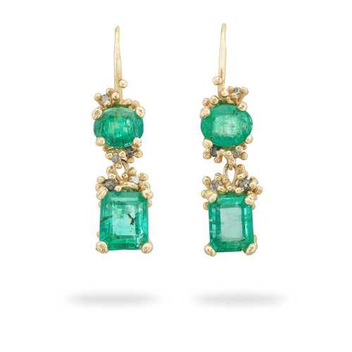 Emerald Double Drop Earrings