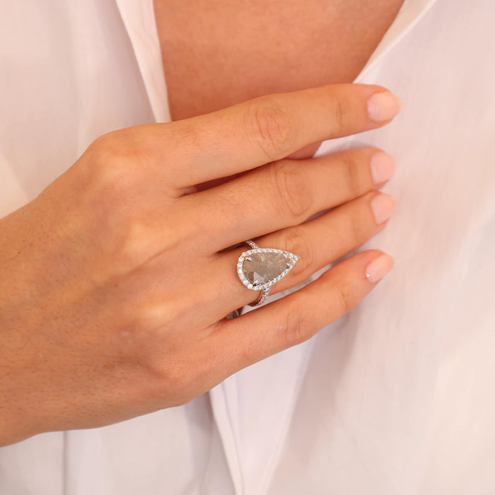 Rose Cut Pear Shape Diamond Statement Ring