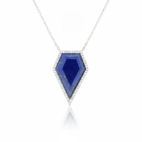 Lapis and Diamond Pendant Necklace