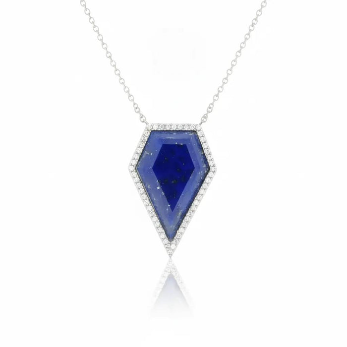 Lapis and Diamond Pendant Necklace
