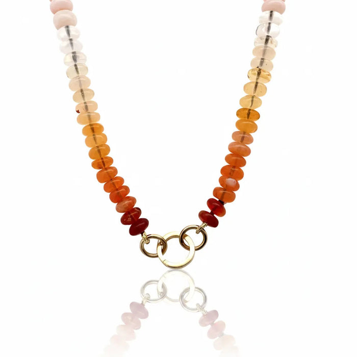Mixed Orange Opal Bead Strand Necklace