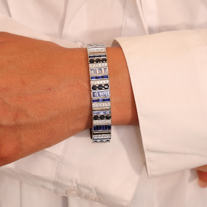 Blue and Black Sapphire Masterpiece Chic Bracelet