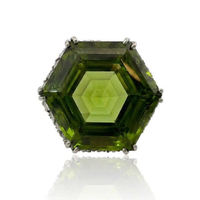 Peridot and Diamond Cocktail Ring